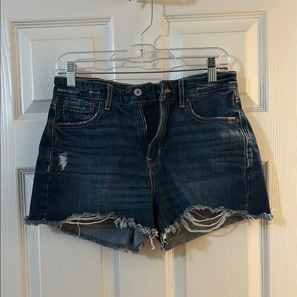 American Eagle Blue Jean Shorts Distressed Frayed Hem
